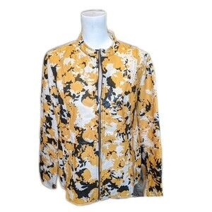 Jessica London Outerwear NWT genuine leather full zip jacket, yellow black 16W